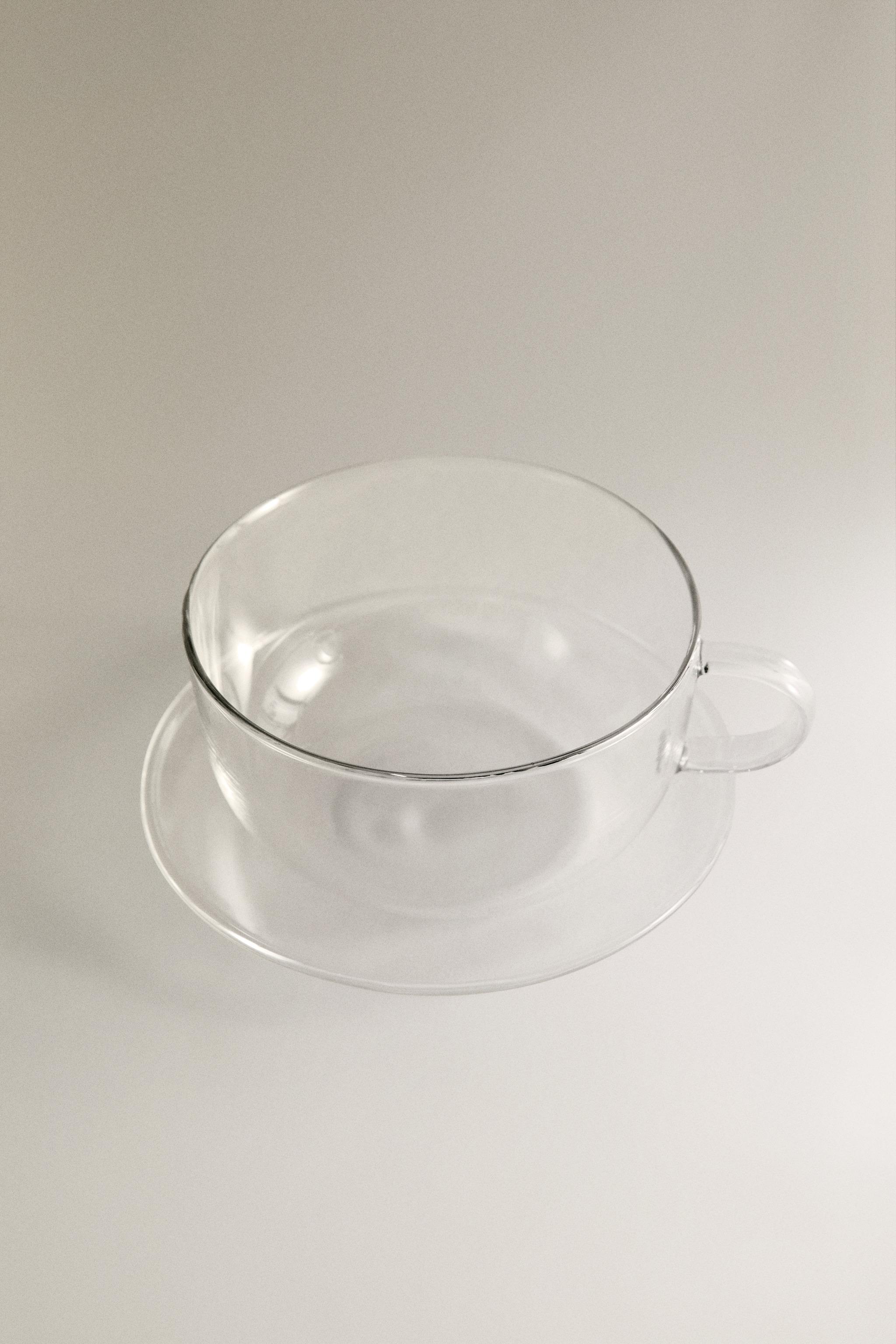 TASSE À THÉ ET SOUCOUPE EN BOROSILICATE FILET ARGENTÉ